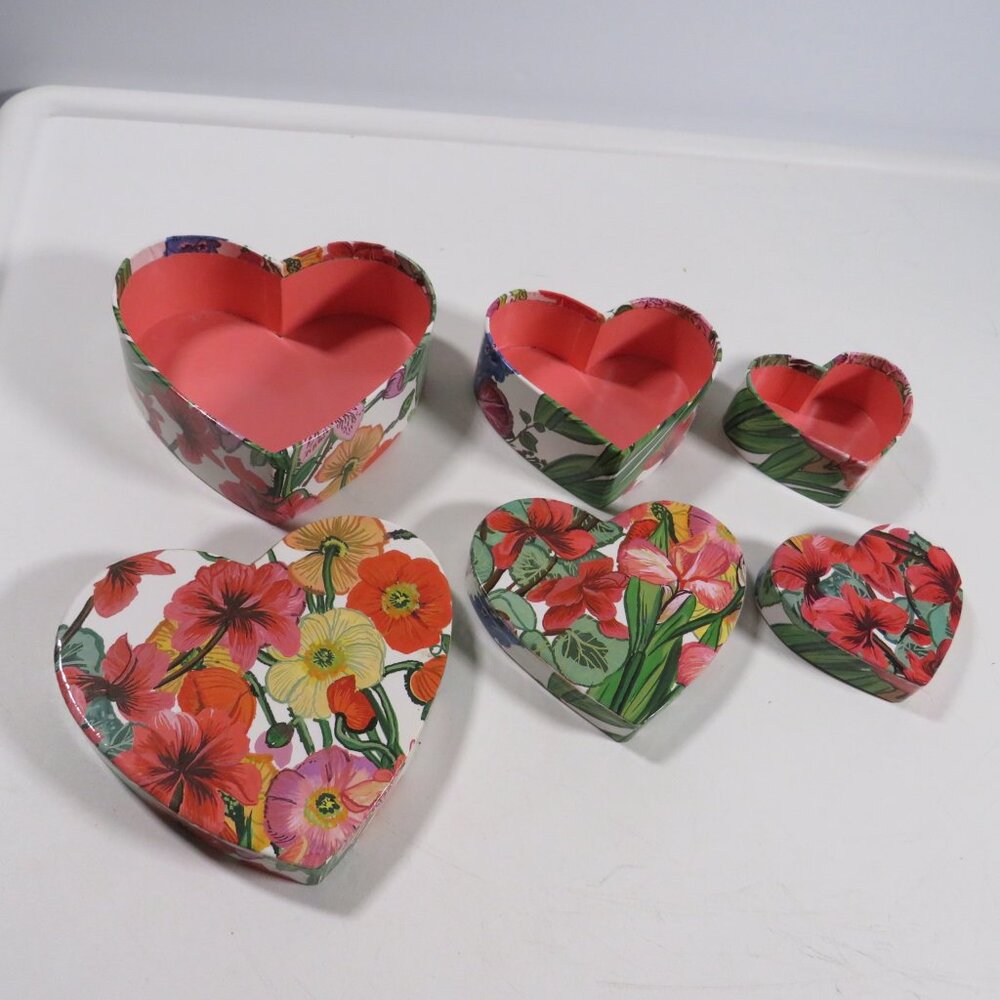 (3) Floral Heart Boxes that fit one inside the other